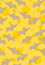 Pattern of cute gray mice on the background of cheese